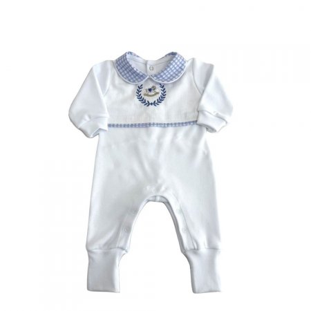 Macacão para Bebê Cavalinho de Pau Azul - Tamanho Único