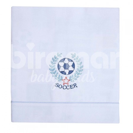 Manta para Bebê Percal Goal Branco/Azul