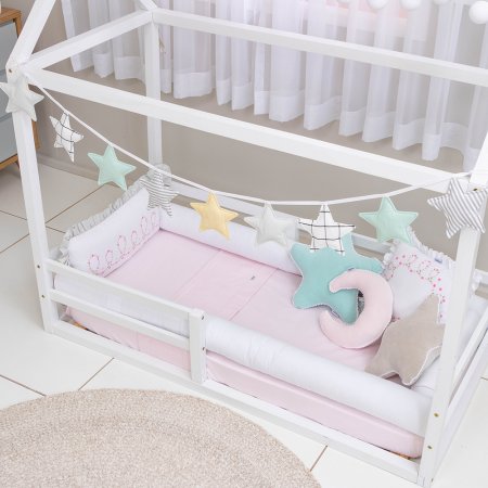 Kit de Mini Cama (70x1.50) Rolinhos com Cabeceira 4 Peças Eloisa Akemi