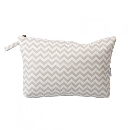 Necessaire Vinil Chevron Cinza