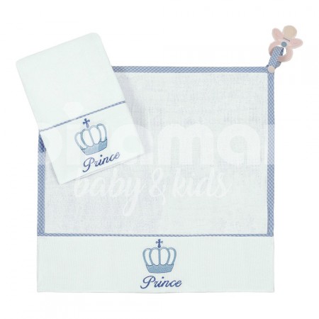 Paninho de Boca Cremer para Bebê 2 Peças com Porta Chupeta Prince Azul