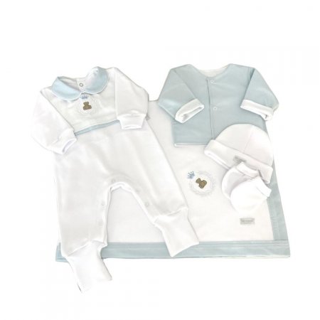 Saída Maternidade 5 Peças Theodore Azul - Tamanho Único