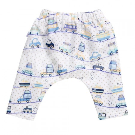 Calça Saruel para Bebê e Kids G - Carrinhos Azul