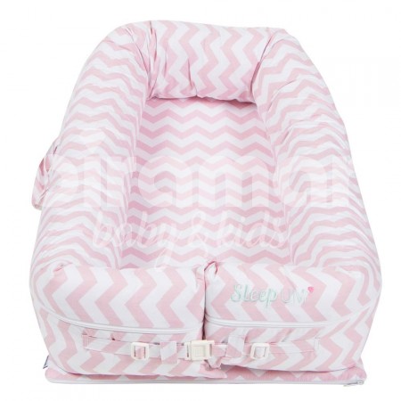 Bercinho Portátil para Bebê Sleep UM Soho Chevron Rosa