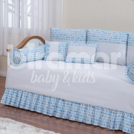 Kit Cama Babá 9 Peças com Saia London Azul