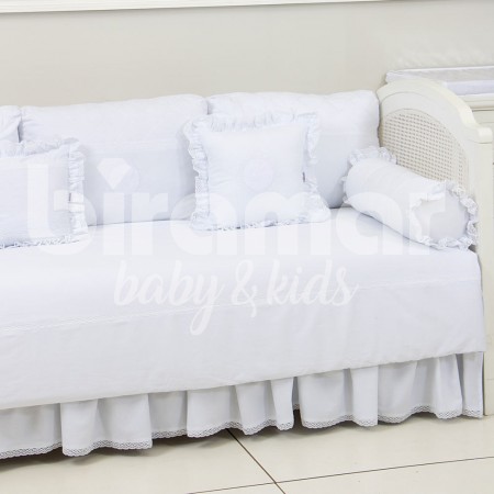 Kit Cama Babá 9 Peças com Saia Personalizado Marseille Branco