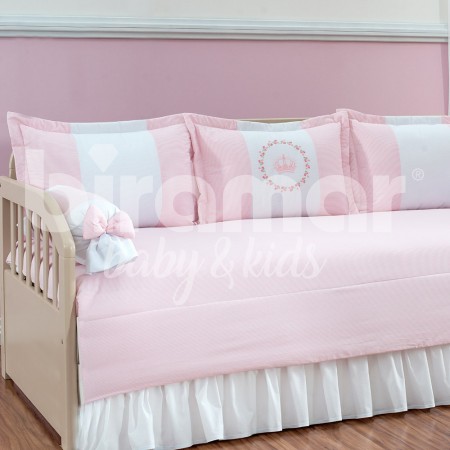 Kit Cama Babá 7 peças com Saia Lollipop II Coroinha Rosa