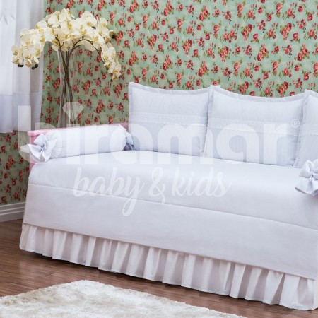 Kit Cama Babá 7 peças com Saia Lollipop II Mousse Branco