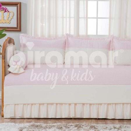 Kit Cama Babá 7 peças com Saia Lollipop II Classic Pérola Rosa