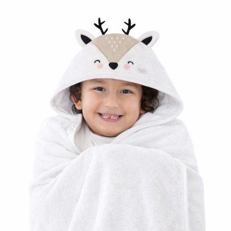 Toalha de Banho Kids Felpuda com Capuz Bordado Woodland Alce