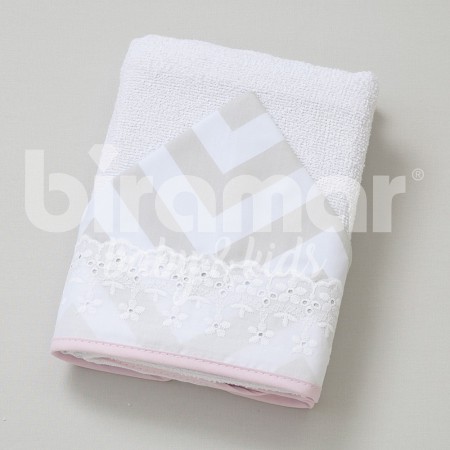 Toalha de Banho para Bebê Felpuda Revestida Lollipop Milk Chevron Rosa