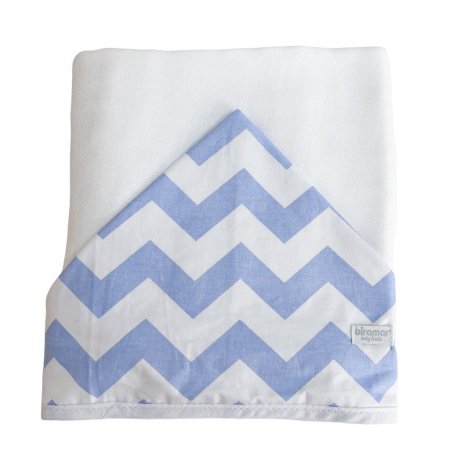 Toalha de Banho para Bebê Fralda Com Capuz Soho Chevron Azul