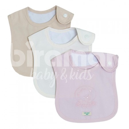 Trio de Babadores para Bebê Teddy Bear Rosa, 3 peças