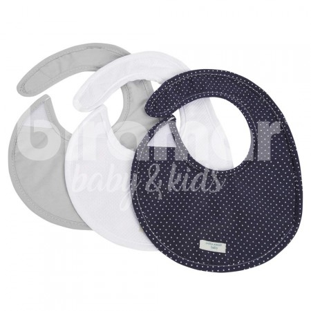 Trio de Babadores para Bebê Fleur de Lis Marinho, 3 peças
