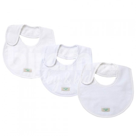 Trio de Babadores para Bebê Kingdom Branco, 3 peças