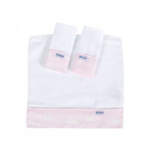 Boquinha Fralda Cremer 3 Peças para Bebê Cisne Rosa