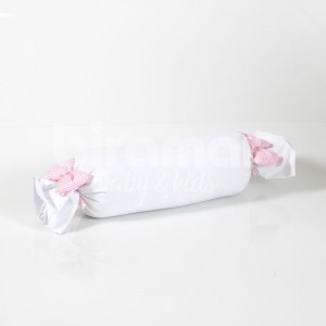 Rolinho Avulso para Bebê Branco / Laço Mini Folhas Rosa