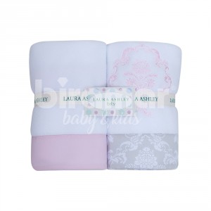 Cobertor Soft para Bebê Bordado Venetia Cinza/Rosa