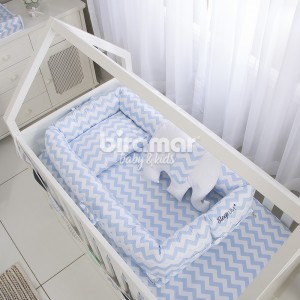 Bercinho Portátil Ninho para Bebê Sleep UM Master Soho Chevron Azul