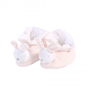 Pantufa para Bebê Botinha Venezia Branco / Rosa