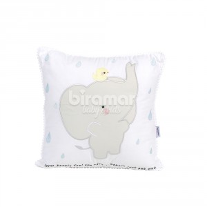 Almofada Mini Pompom Elefante Rain Branco / Cinza
