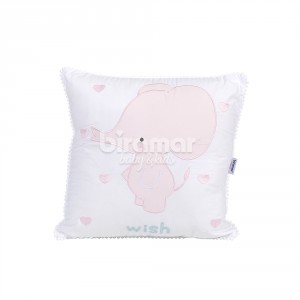 Almofada Mini Pompom Elefante Wish Branco / Rosa