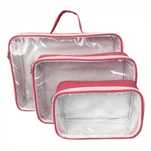 Kit Bolsa Organizadora Vinil 3 Peças Pink