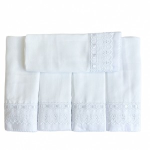 Conjunto 5 Fraldas para Bebê Cremer Luxo Bordado Inglês Bless Percal Branco