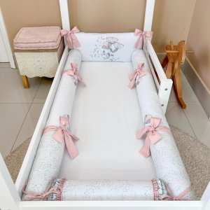 Kit Rolinho Mini Cama 4 Peças Estampa Flora (Colchão 1,50 x 0,70)