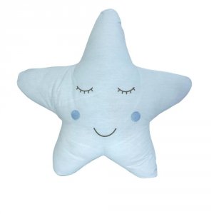 Almofada para Bebê Estrela Bordada com Carinha Azul