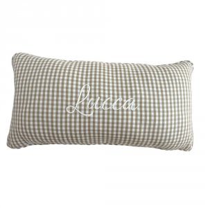Almofada Retangular Personalizada Cordão Xadrez Médio Bege