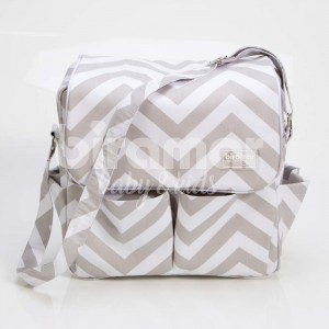 Bolsa com Trocador Brooklyn Chevron Cinza