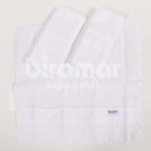Boquinha Fralda Cremer 3 Peças para Bebê Algodão Doce Branco