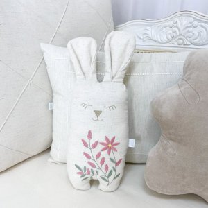 Almofada Coelha Flora Linho Bege
