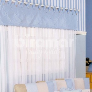 Cortina para Quarto de Bebê com Bandô Lapela Patch Azul