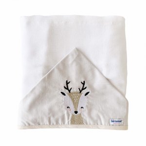 Toalha de Fralda para Bebê Com Capuz Bordada Woodland Alce