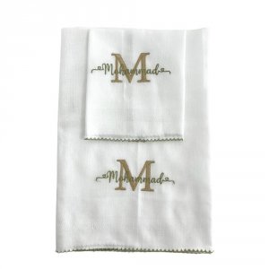 Fralda de Ombro para Bebê com Fralda Boca 100% Algodão Inicial Personalizado Bege / Verde