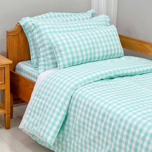 Kit Cama Solteiro 3 Peças Vichy Verde Mint (Colchão 1,88 x 0,88)