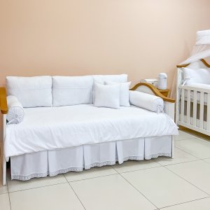 Kit Cama Babá 9 Peças com Saia Bless Percal Branco