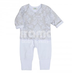 Kimono Maternidade para Bebê 3 Peças Damask Branco - Tamanho Único