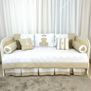 Kit Cama Babá 9 Peças c/ Saia Theodore Bege