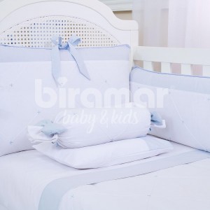 Kit Enxoval de Berço Glamour Azul 9 Peças