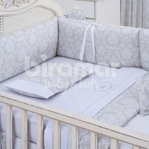 Kit Enxoval de Berço Damask Branco 7 peças