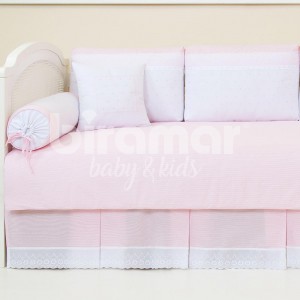 Kit Cama Babá 9 Peças com Saia Bless Rosa