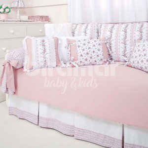 Kit Cama Babá 9 Peças com Saia Petit Rosé