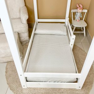 Lençol para Mini Cama 2 Peças Estampado Windsor Bege  - Lençol c/ Elástico e Fronha