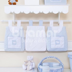 Porta Fraldas para Bebê 3 Peças Glamour Azul