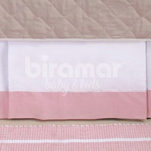Saia para Berço Barrado 3 Lados Patch Rosa