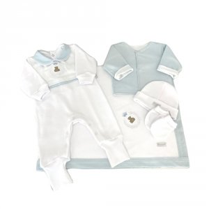 Saída Maternidade 5 Peças Theodore Azul - Tamanho Único