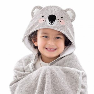 Toalha de Banho Kids Felpuda com Capuz Bichinho Coala Cinza